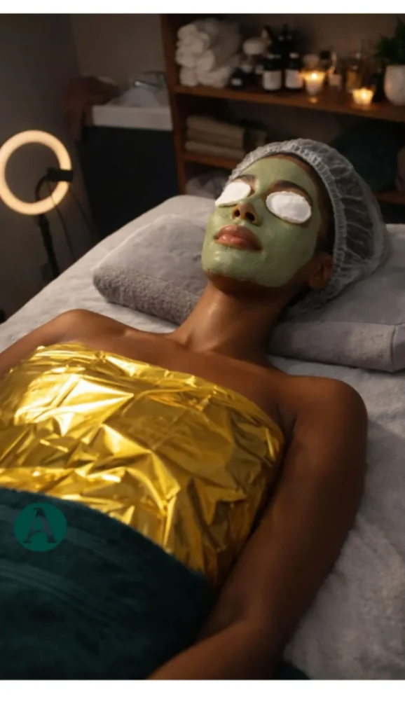 Cliente profitant d’un soin visage relaxant en institut Atouboté en Martinique.